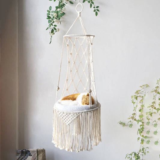 Handmade Macramé Hanging Cat Hammock - TrendyNow24